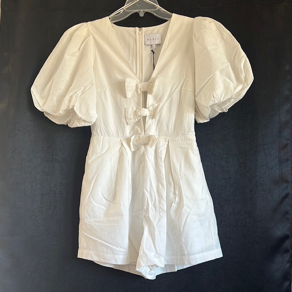 Chic White Puff Sleeve Romper